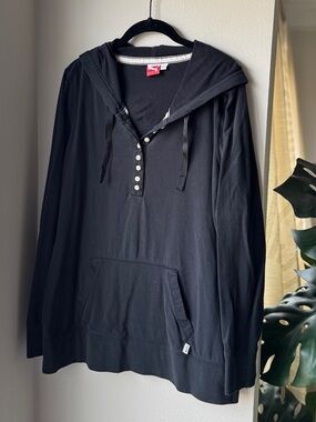 Puma Black Hooded Henley Pullover Sweater